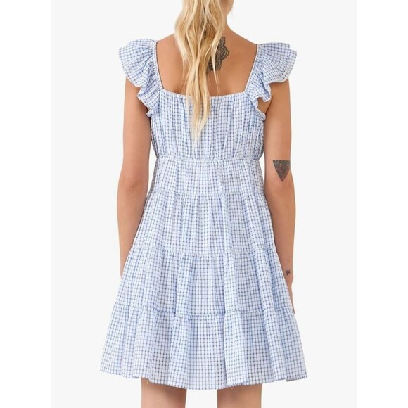 English Factory Blue Gingham Mini Dress - Picture 8 of 9